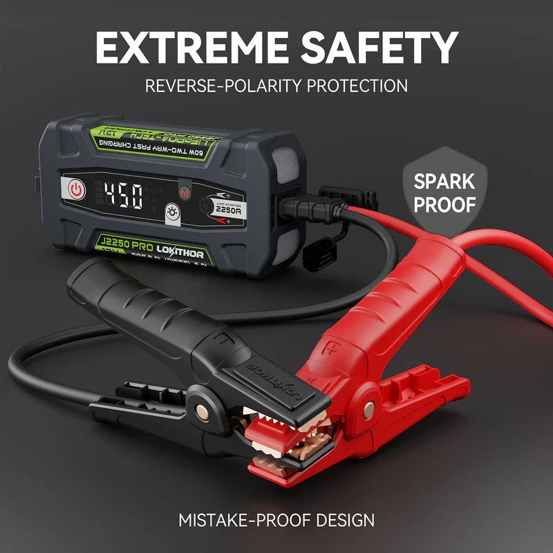 LOKITHOR Marvel 3-in-1 Multifunction Rescue Jump Starter Pack 2250A @ 12v + LED Torch + USB Power Bank - LiFePO4 Tech