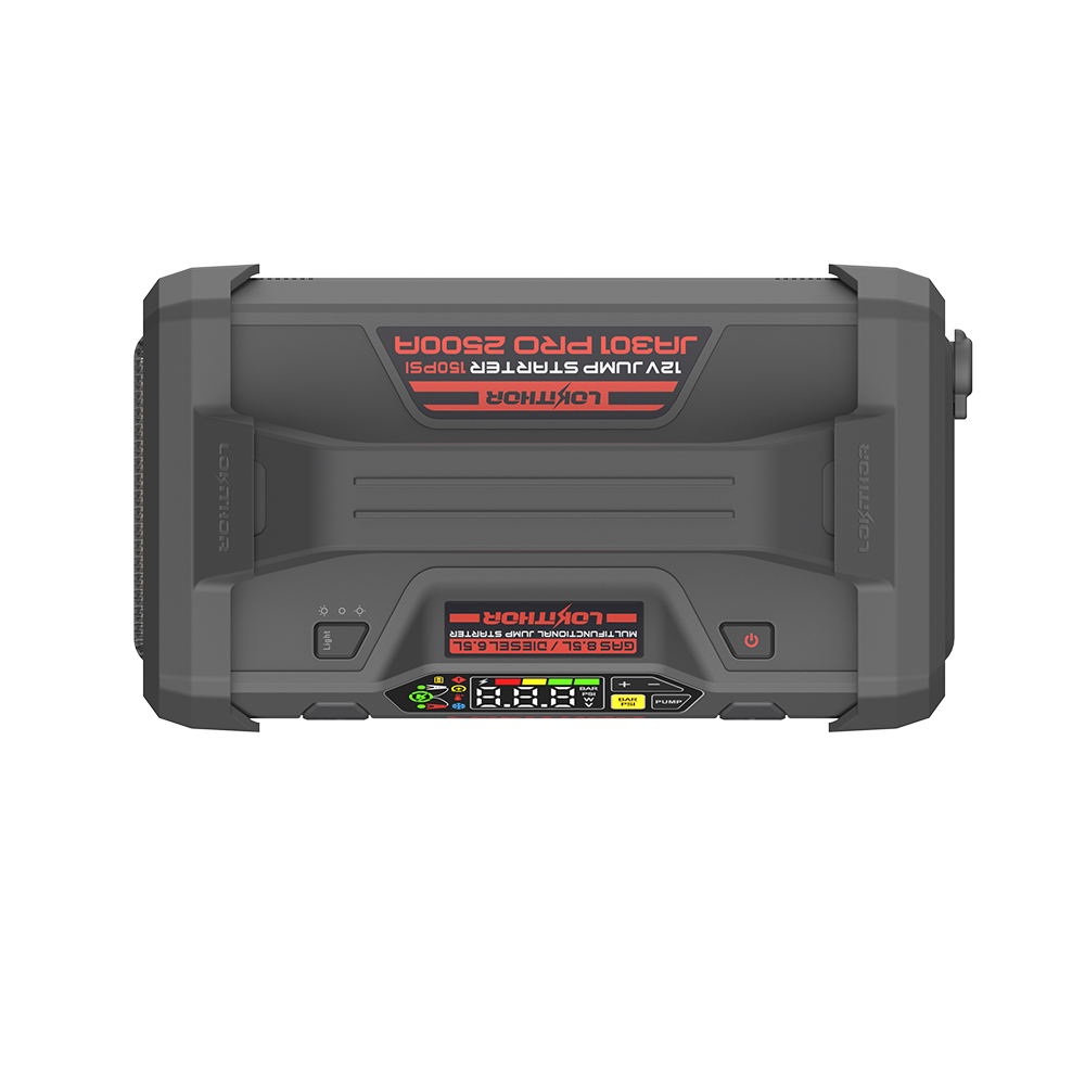 LOKITHOR Essential 4-in-1 Multifunction Rescue Jump Starter Pack 2500A @ 12v + Digital Air Pump Compressor + LED Torch + USB Power Bank