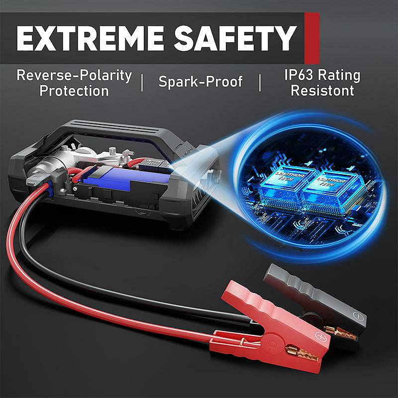 LOKITHOR Essential 4-in-1 Multifunction Rescue Jump Starter Pack 2000A @ 12v + Digital Air Pump Compressor + LED Torch + USB Power Bank