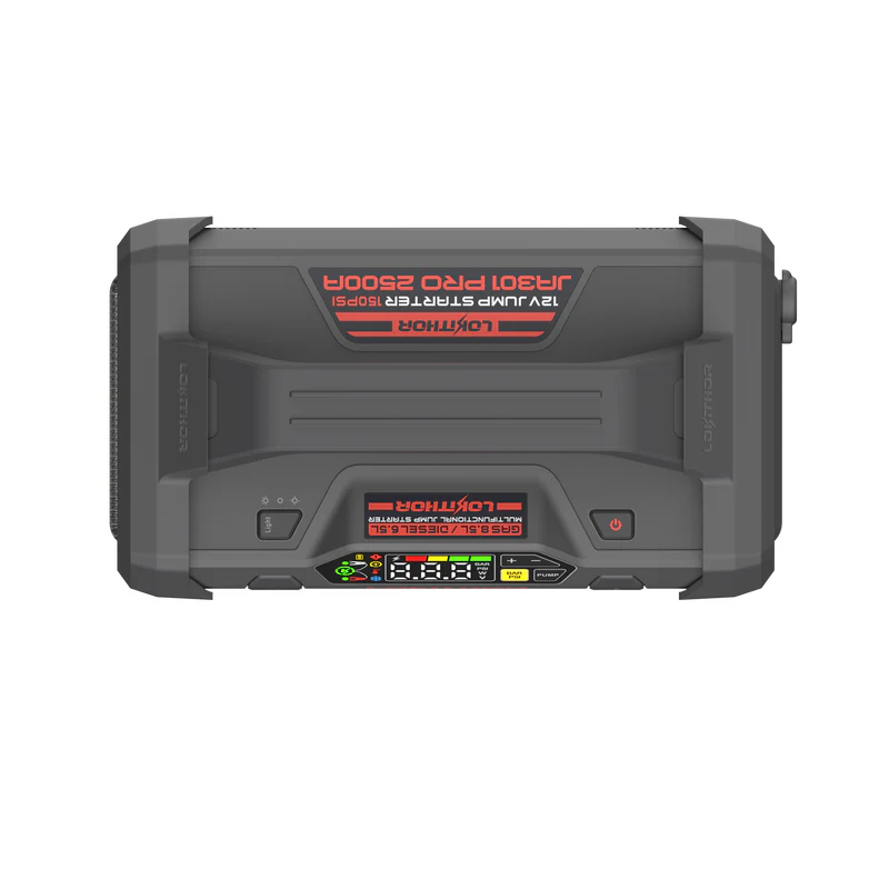 LOKITHOR Essential 4-in-1 Multifunction Rescue Jump Starter Pack 2500A @ 12v + Digital Air Pump Compressor + LED Torch + USB Power Bank