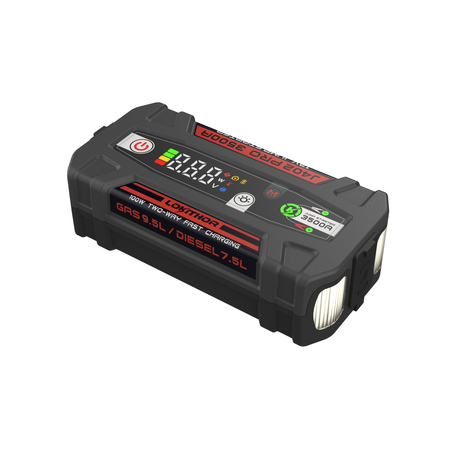 LOKITHOR Rescue 3-in-1 Multifunction Jump Starter Pack 3500A @ 12v + LED Torch + USB Power Bank