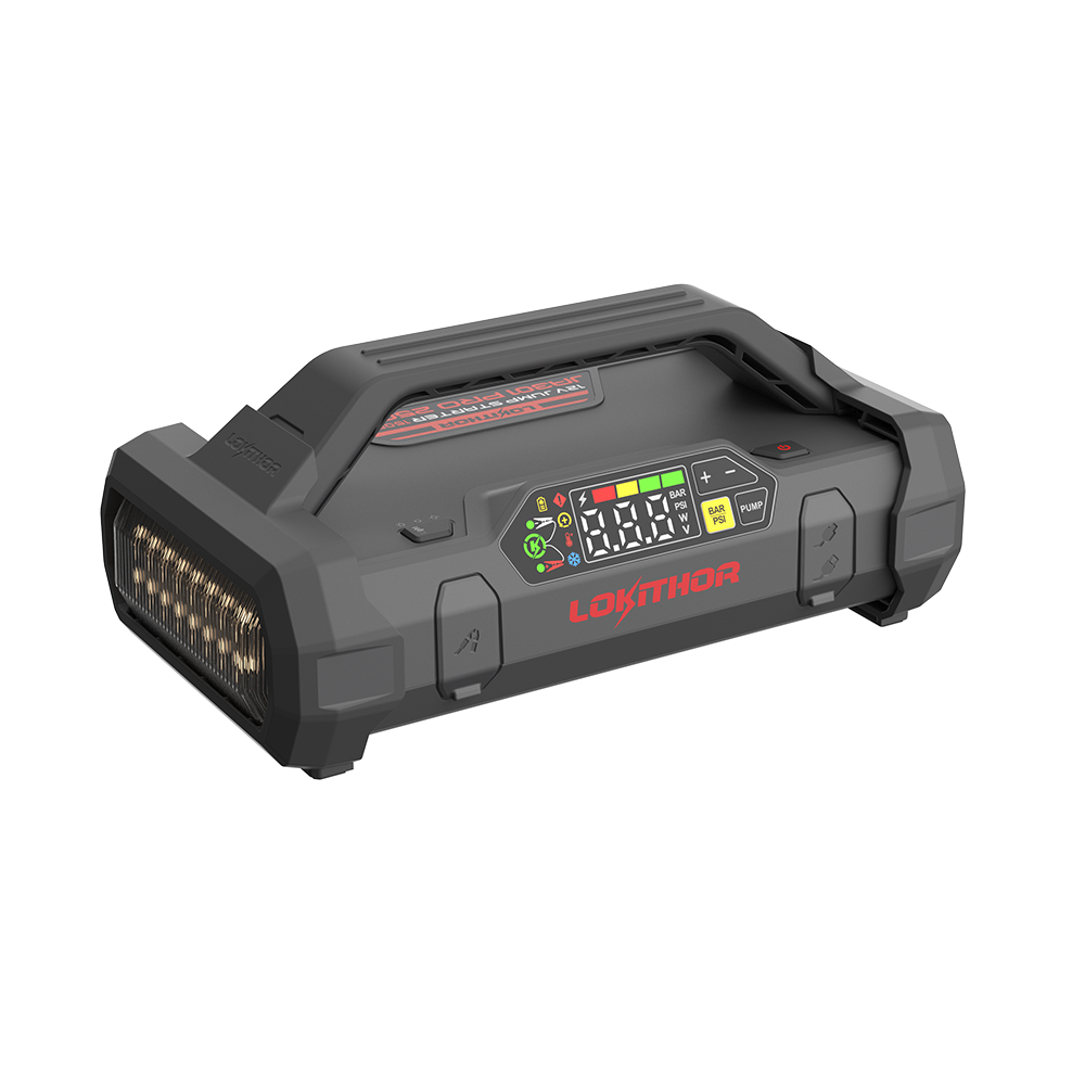 LOKITHOR Essential 4-in-1 Multifunction Rescue Jump Starter Pack 2500A @ 12v + Digital Air Pump Compressor + LED Torch + USB Power Bank