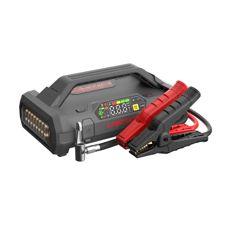 LOKITHOR Essential 4-in-1 Multifunction Rescue Jump Starter Pack 2500A @ 12v + Digital Air Pump Compressor + LED Torch + USB Power Bank